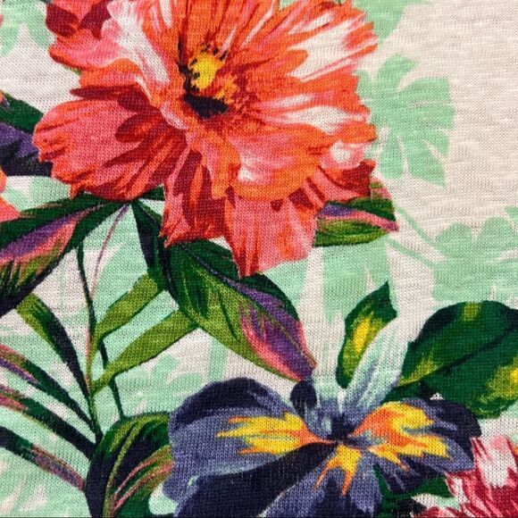 Tommy Bahamas Floral Linen Shirt. Short Sleeves. Semi Sheer. Side M. Great Cond! - Picture 4 of 8